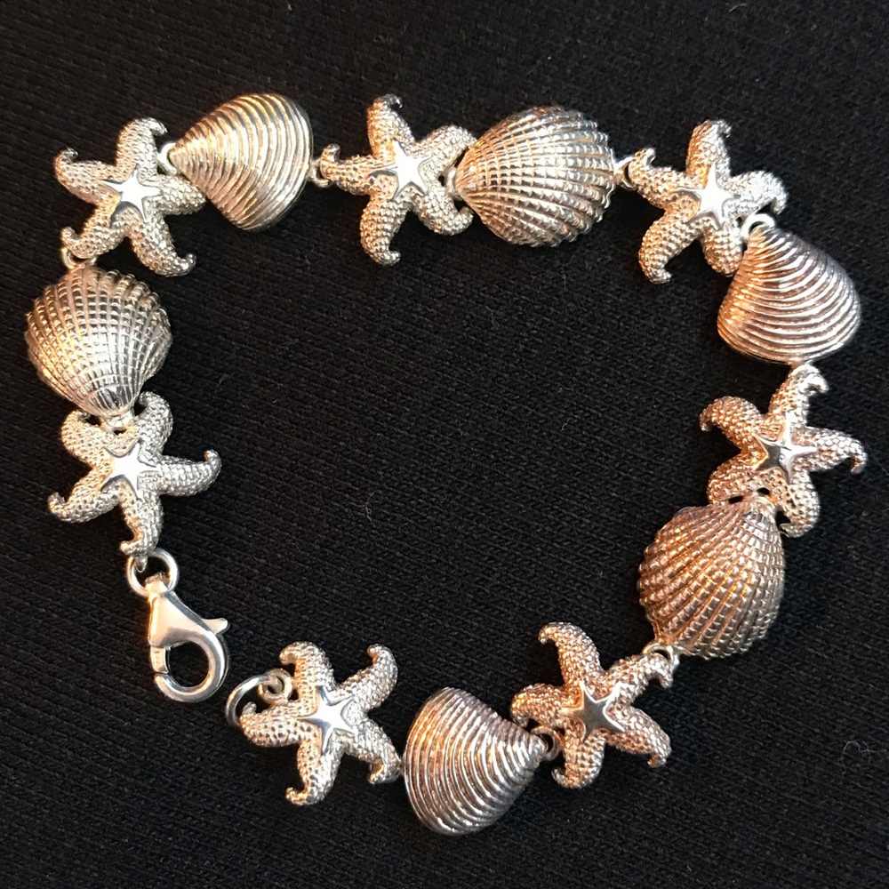 Sterling Silver, 925, Seashell Bracelet. 7”.